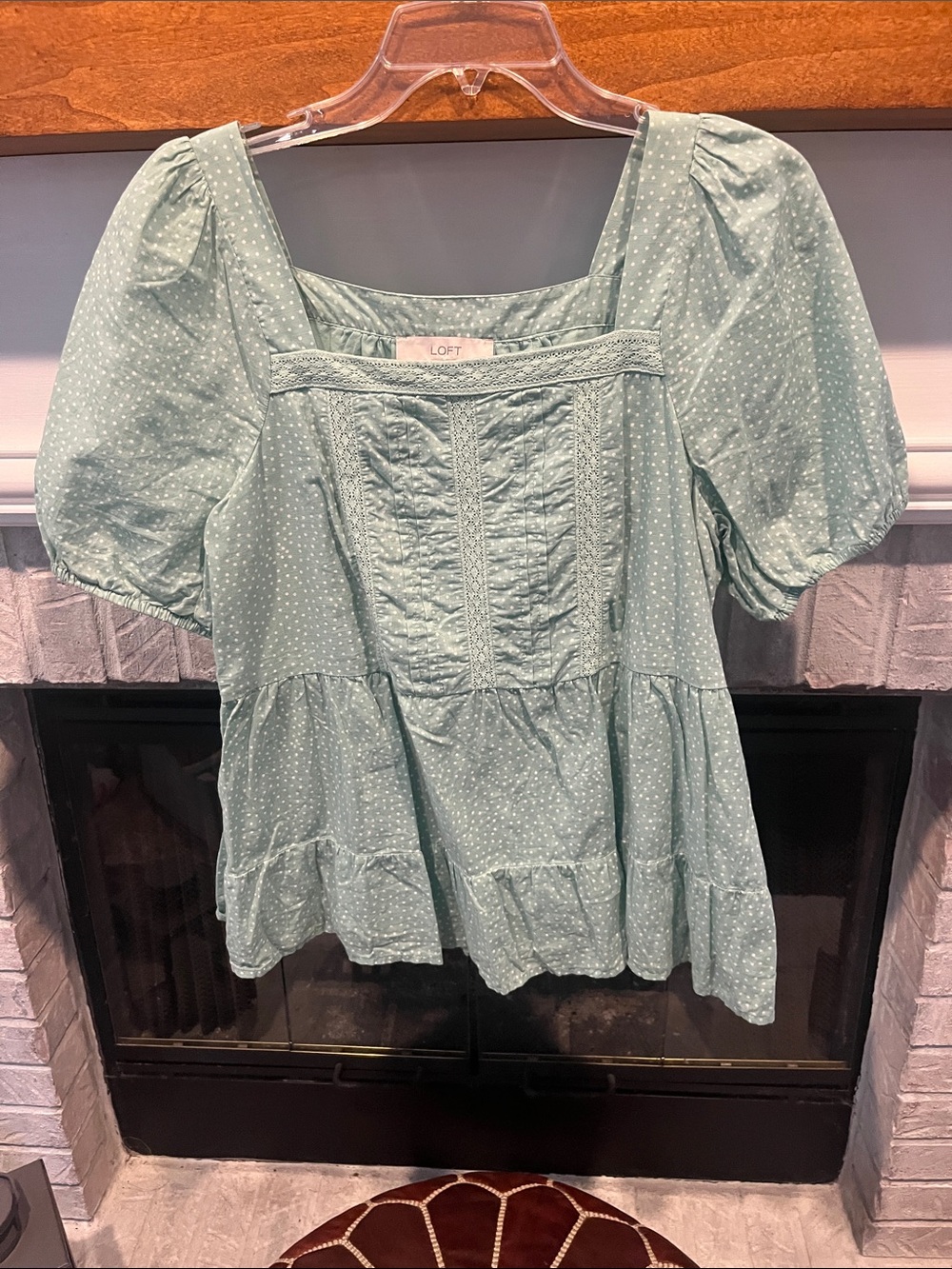 LOFT Mint Green Square Neck Puff Sleeve Tunic